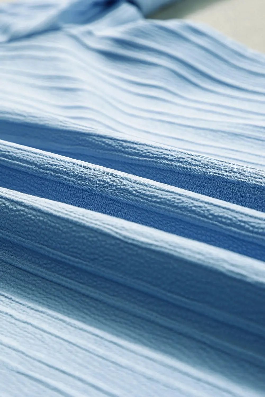 Beau Blue Ruffled Half Sleeve V Neck Textured Top - Love Salve